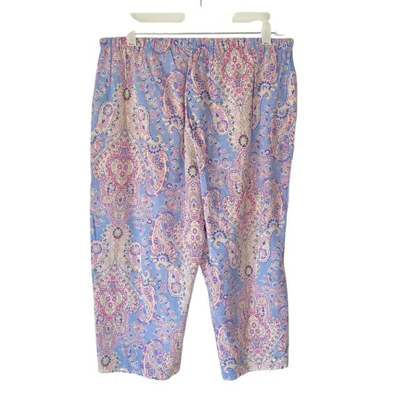 Lauren Ralph Lauren NWTs Blue Pink Capri Cotton Pajama Set Petite Large PL - Picture 7 of 10
